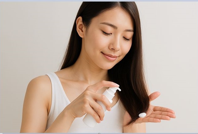 女性、ヘアミルク、メイク